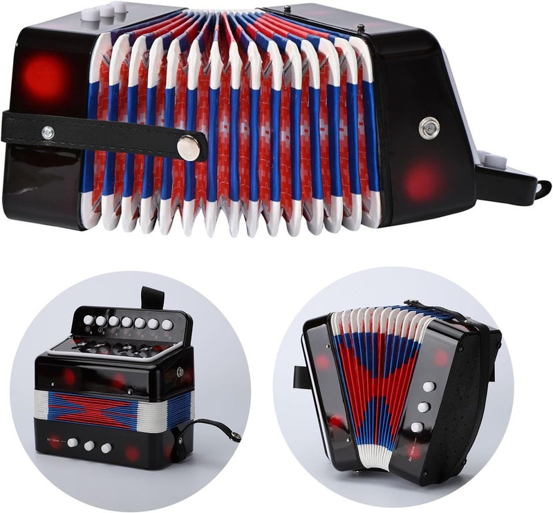 LIEKE Accordion 10 keys Button Accordion Toy for kids,Musical Instrument,Mini Accordian for Children Beginners (Black) - Image 4